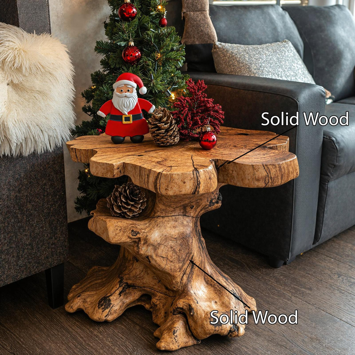 Handcrafted Live Edge End Table Christmas Decor