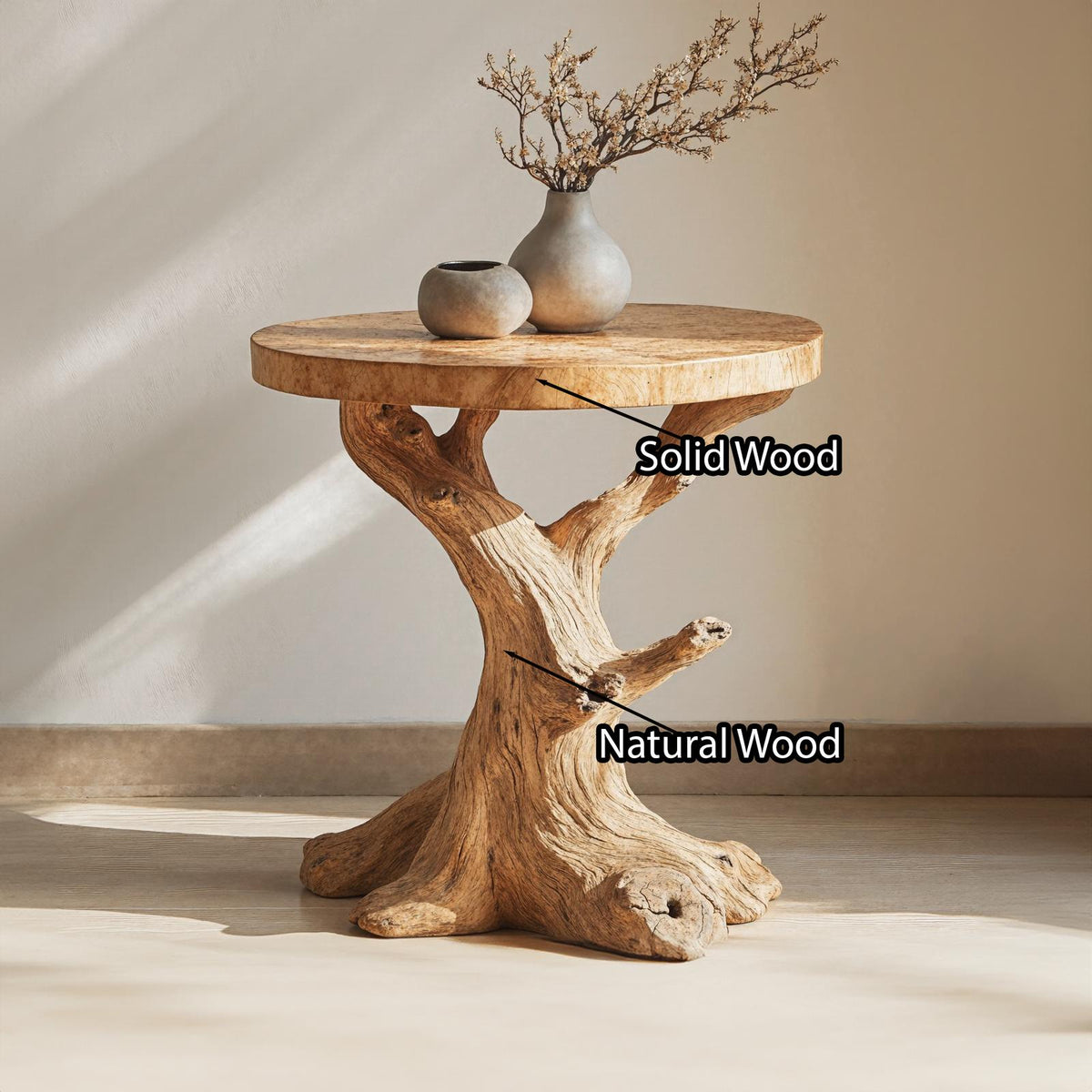 Handcrafted Solid Wood End Table Side Table