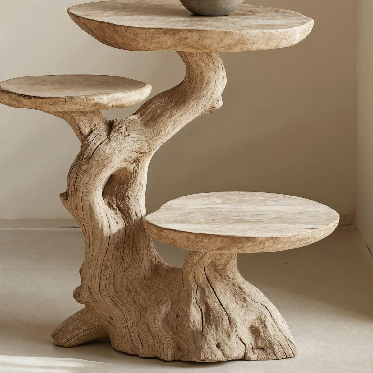 Rustic Multi-Tier End Table Live Edge End Table