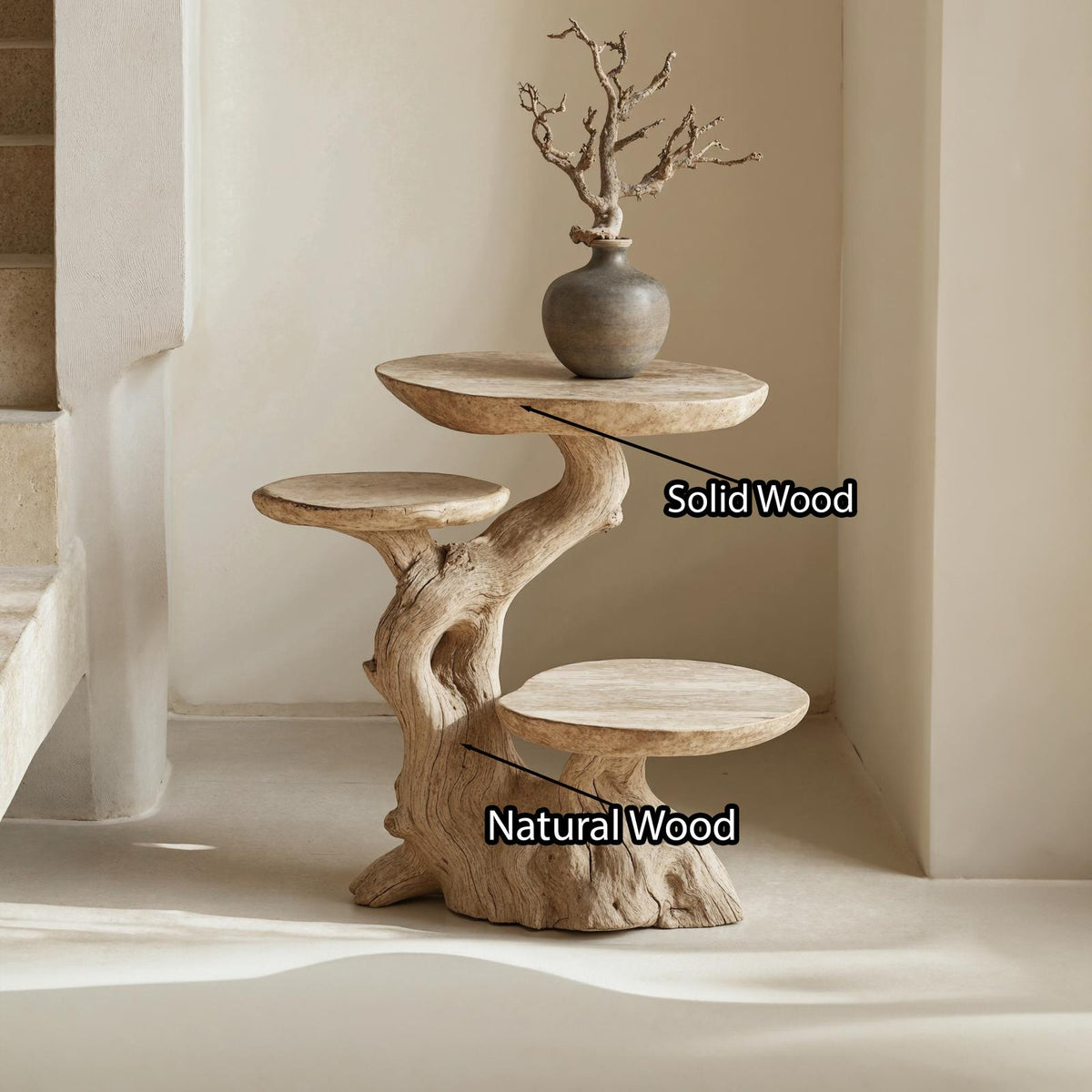 Rustic Multi-Tier End Table Live Edge End Table