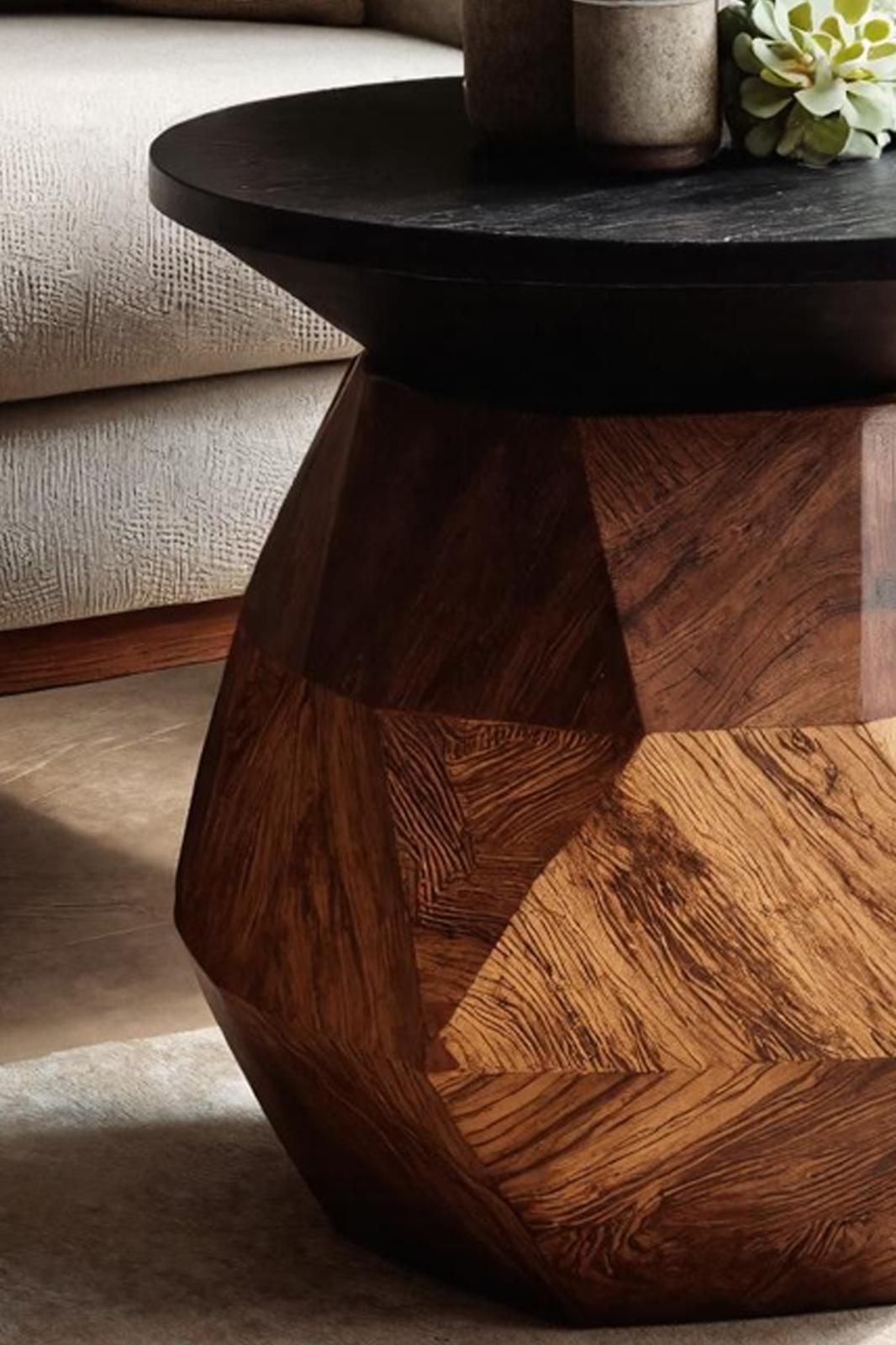 Modern Solid Wood End Table, Minimalist Block Side Table & Bedside Nightstand for Contemporary Living Room Decor