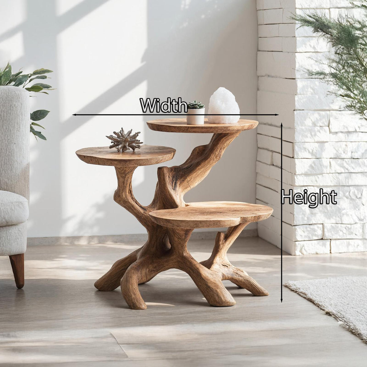 Farmhouse Solid Wood End Table For Living Room