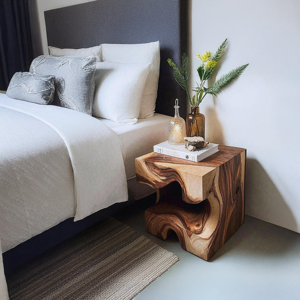 Live Edge End Table Rustic End Table For Bedroom