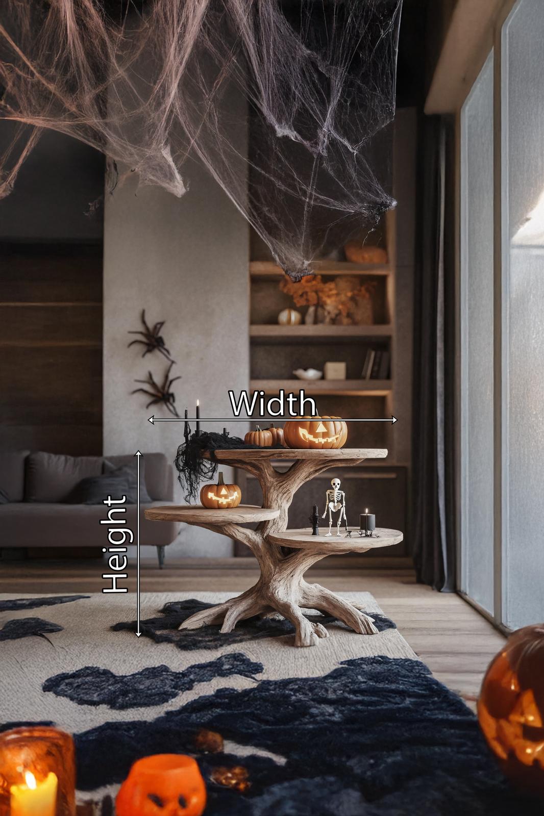 Mid-Century Wooden End Table, Modern Rustic Side Table for Living Room, Spooky Gothic Accent Nightstand Furniture