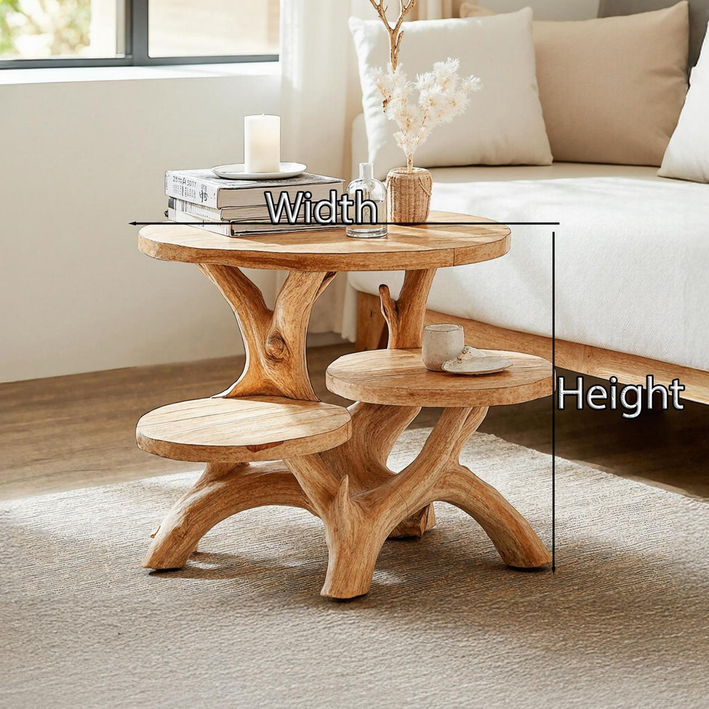 Rustic Live Edge Solid Wood End Table, Handcrafted Farmhouse Side Table & Nightstand for Entryway