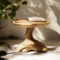 Handcrafted Wood Mushroom End Table For Lounge Area Rustic Charm