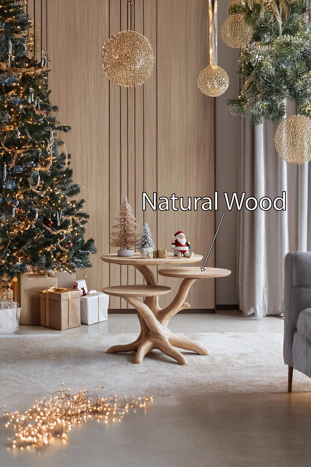 Handcrafted Wooden End Table, Natural Grain Side Accent Table, Rustic Solid Timber Nightstand for Living Room