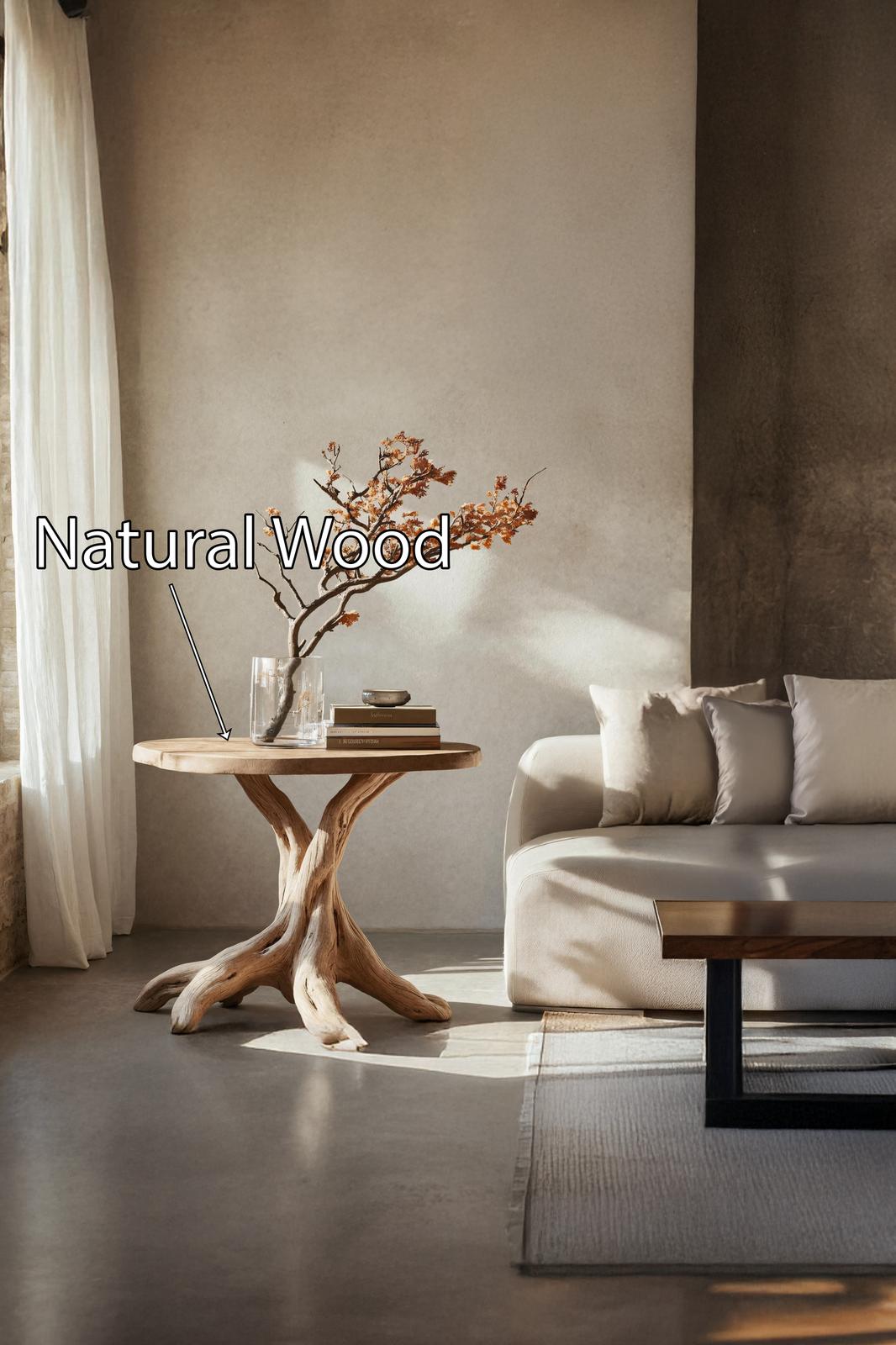 Handcrafted Solid Wood End Table, Modern Geometric Side Table for Living Room Accent & Wall Display