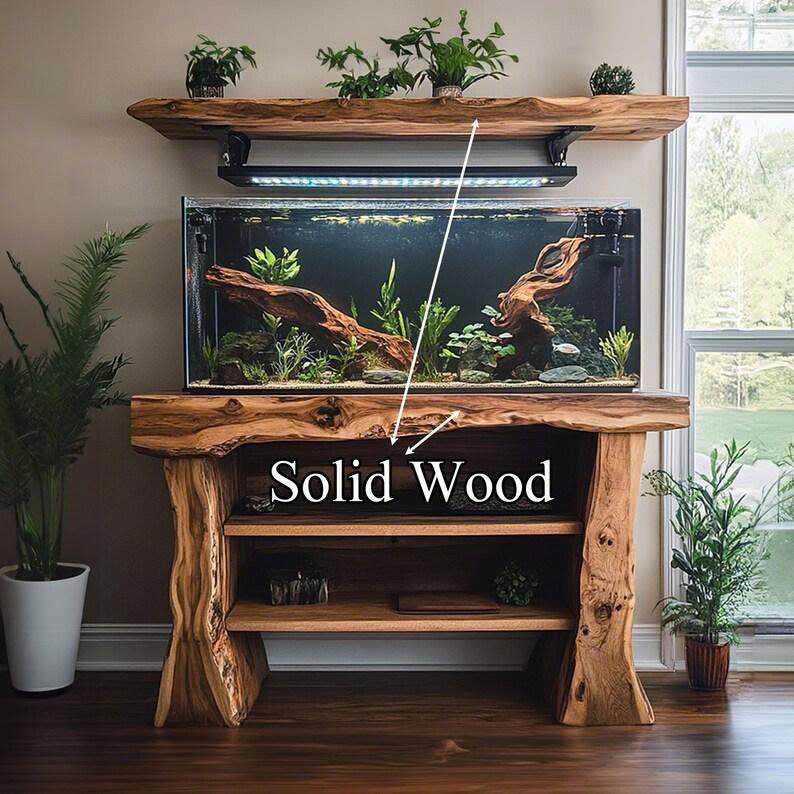 Handmade Wooden Aquarium Stand Home Decor Gift