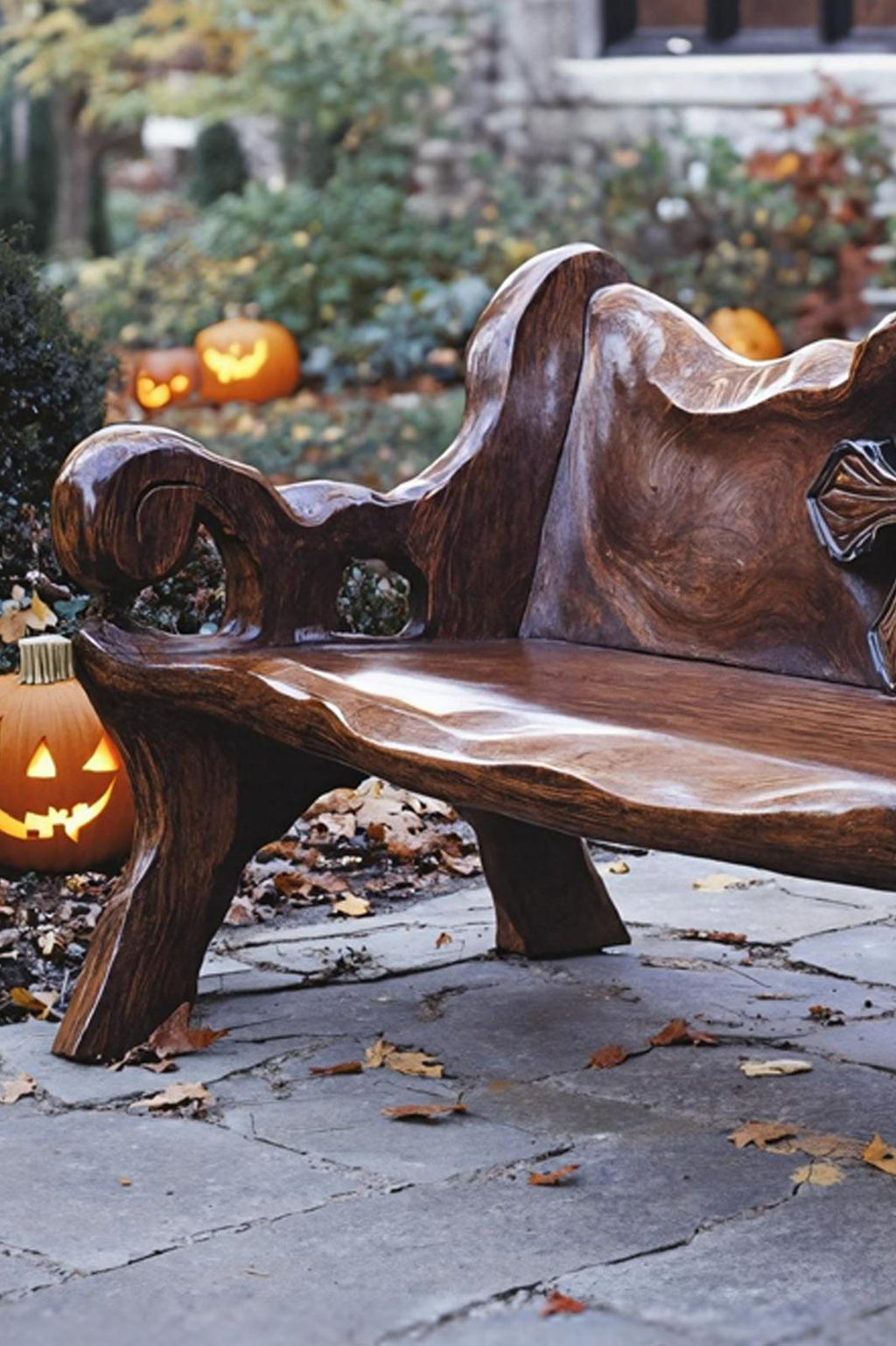 Handcrafted Live Edge Outdoor Bench For Rustic Outdoor Design