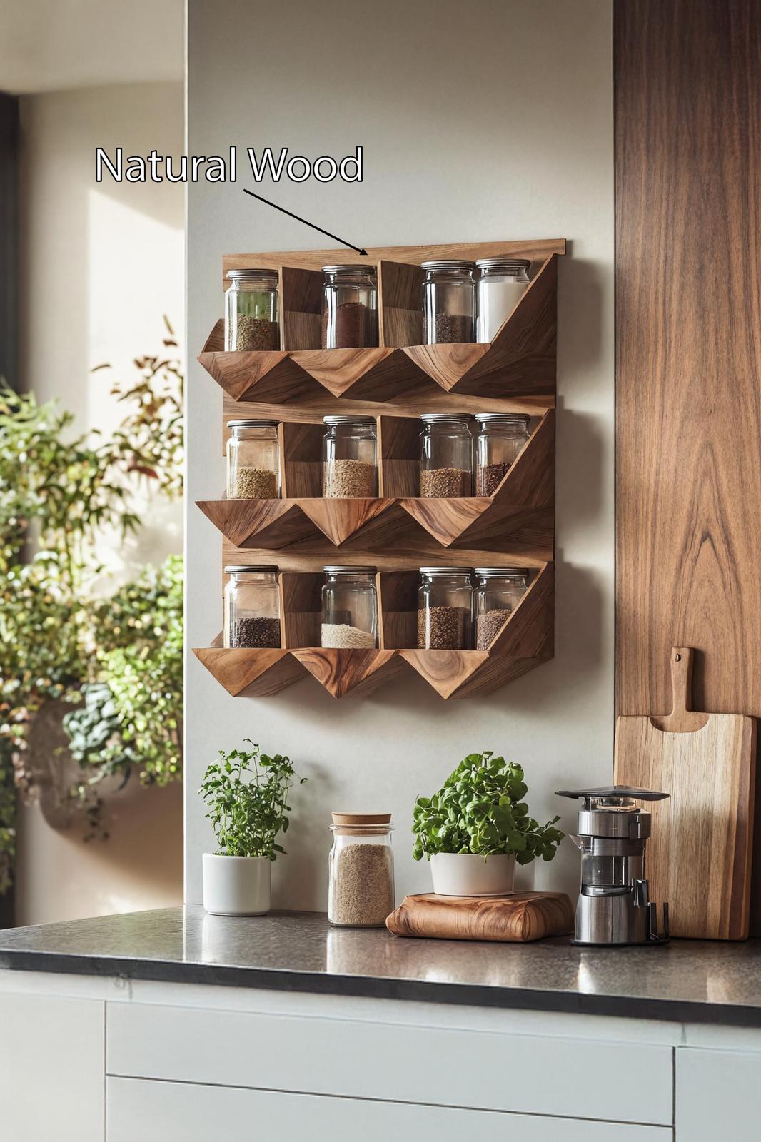 Handmade Spice Storage Rack For Mid Century Kitchen