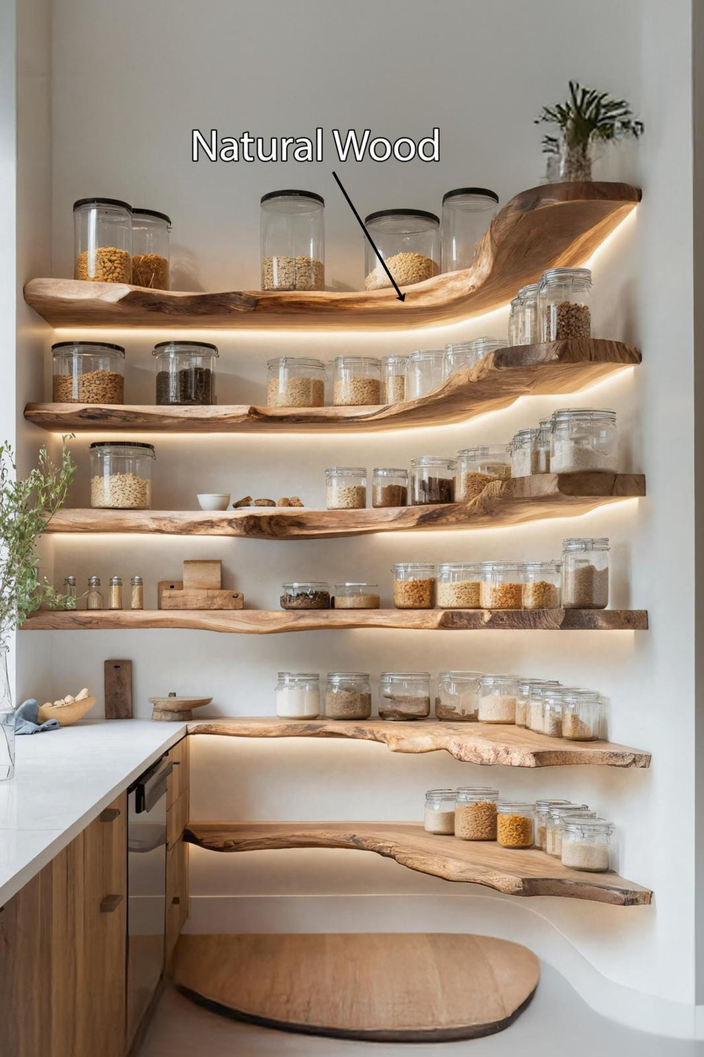 Rustic Handmade Wooden Spice Rack For Kitchen Wall