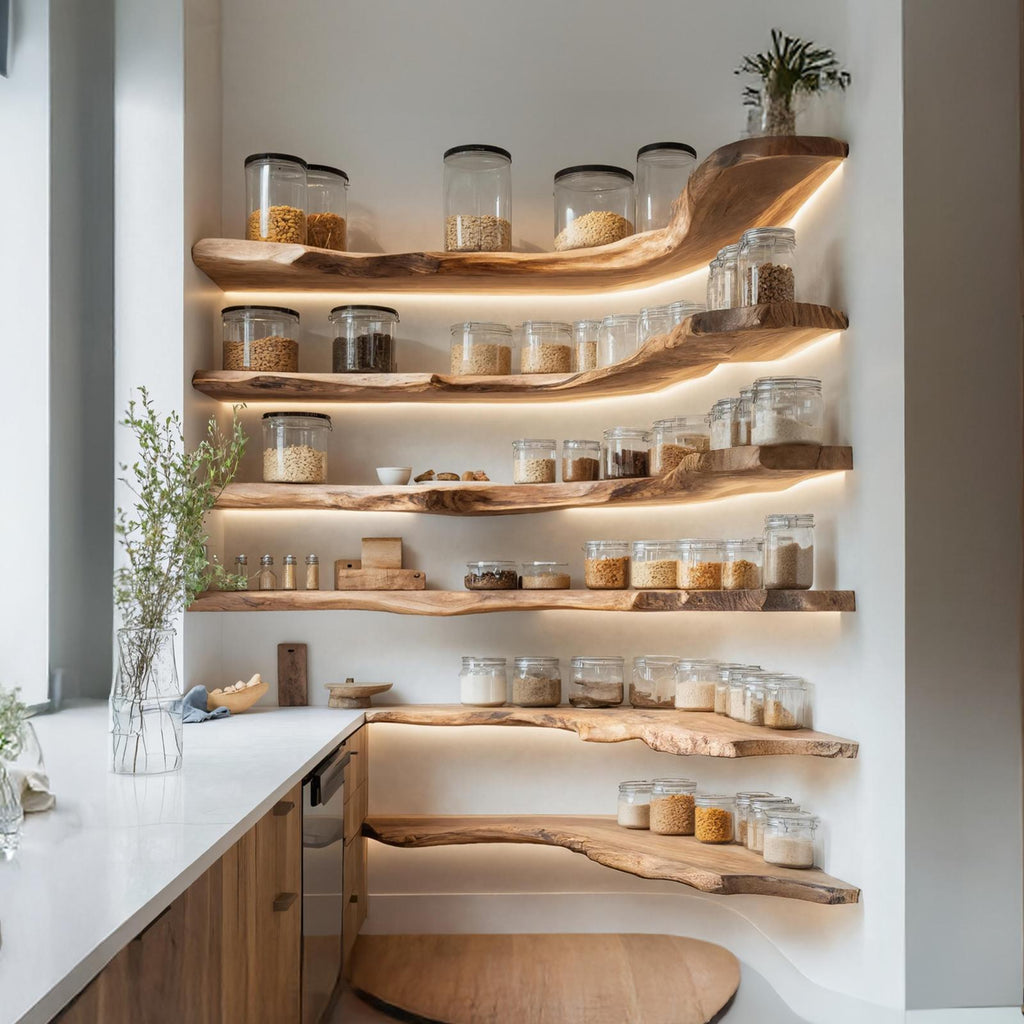Rustic Handmade Wooden Spice Rack For Kitchen Wall