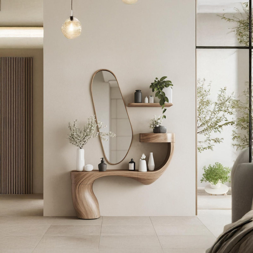 Farmhouse Live Edge Vanity, Solid Wood Floating Bathroom Vanity Shelf, Rustic Wood Sink Countertop