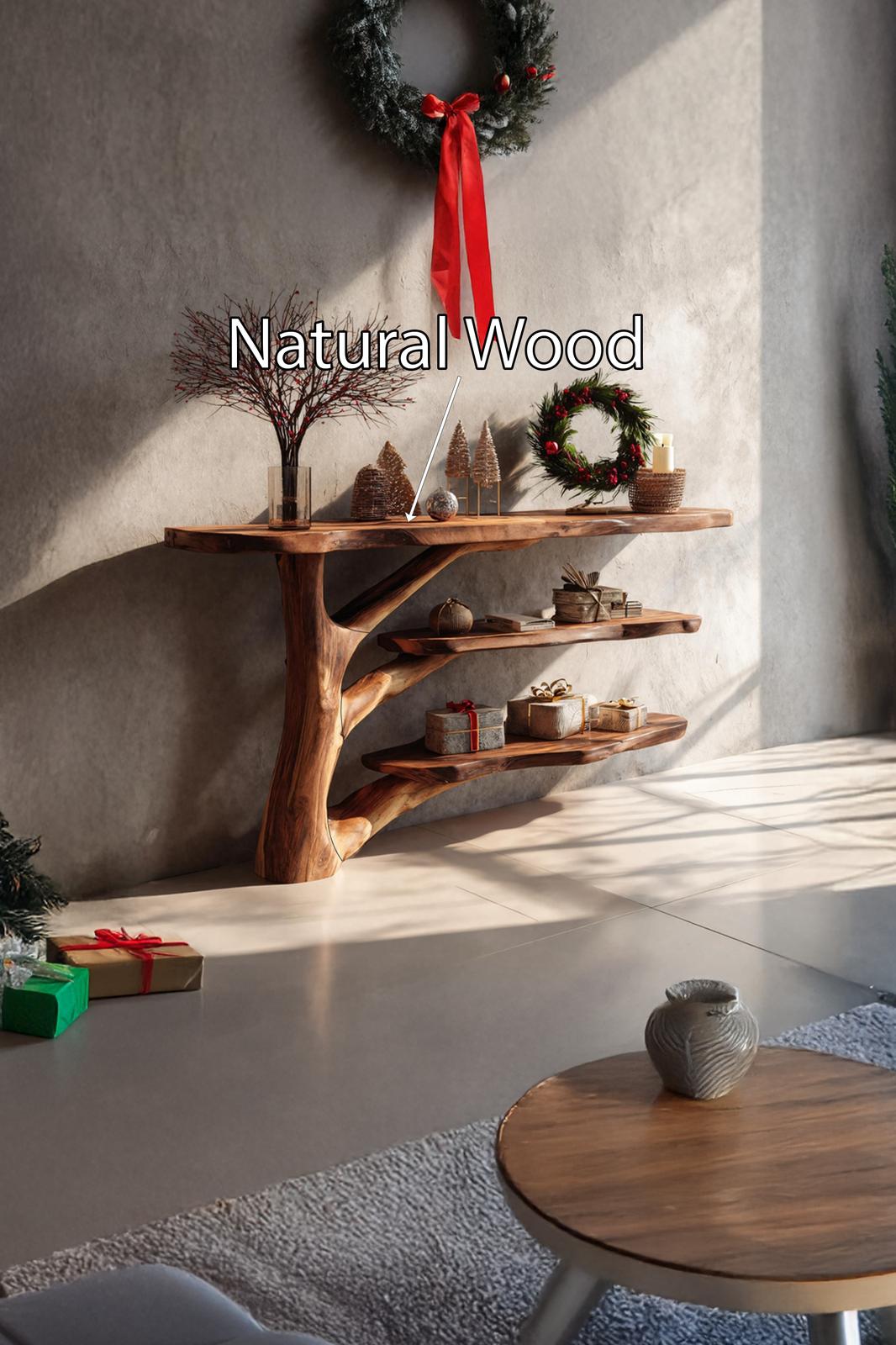 Farmhouse Live Edge Wooden Console Table, Rustic Solid Wood Slab Entryway Table, Behind Sofa Table for Living Room
