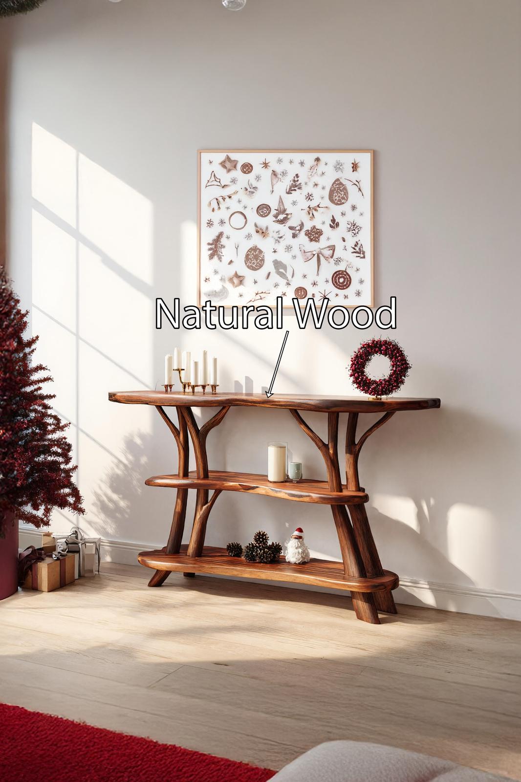 Modern Live Edge Wooden Console Table, Solid Slab Foyer Table, Minimalist Hallway Entryway Table for Living Room
