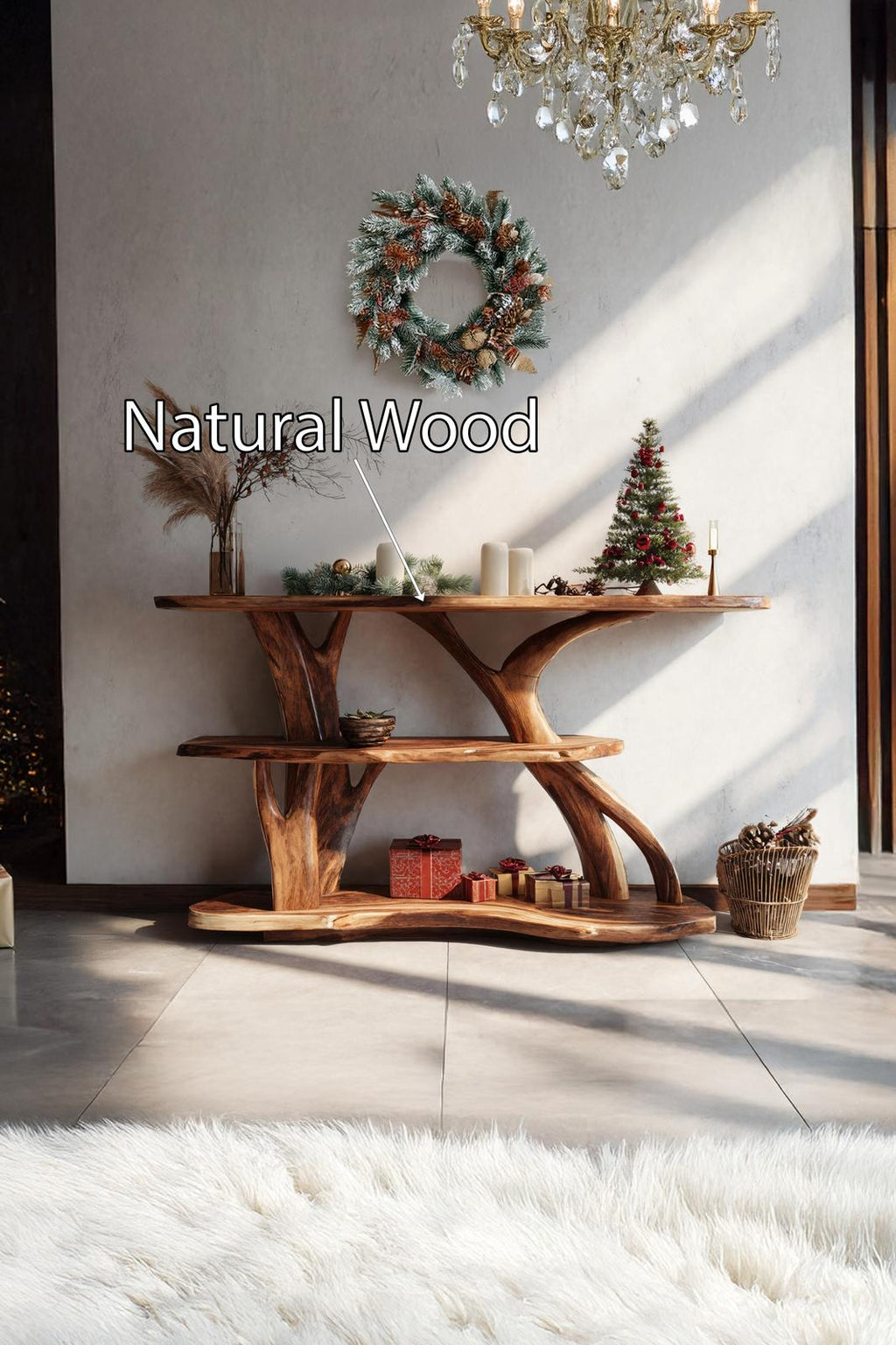 Mid-Century Solid Wood Console Table, Retro Entryway Foyer Table, Sleek Wood Sofa Accent Table for Living Room