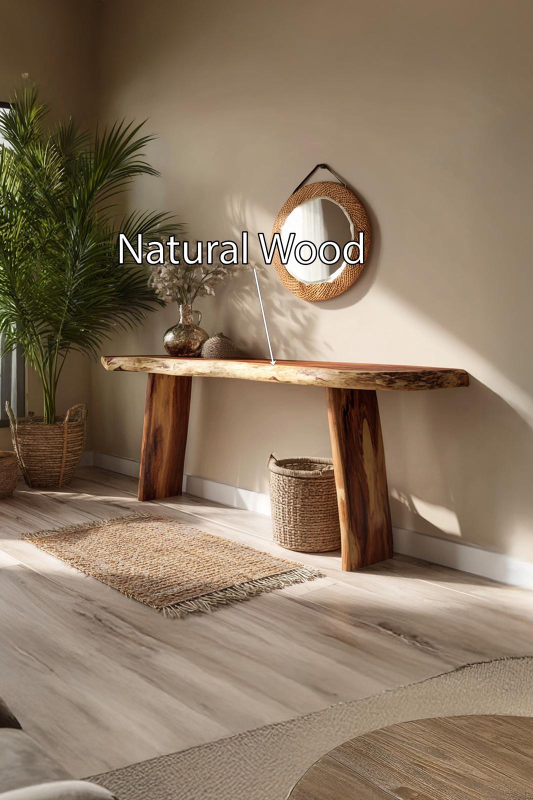 Spry Interior Handcrafted Live Edge Entryway Console Table, Solid Wood Slab Accent Table for Hallway & Bedroom Furniture, SILDTTRCS030