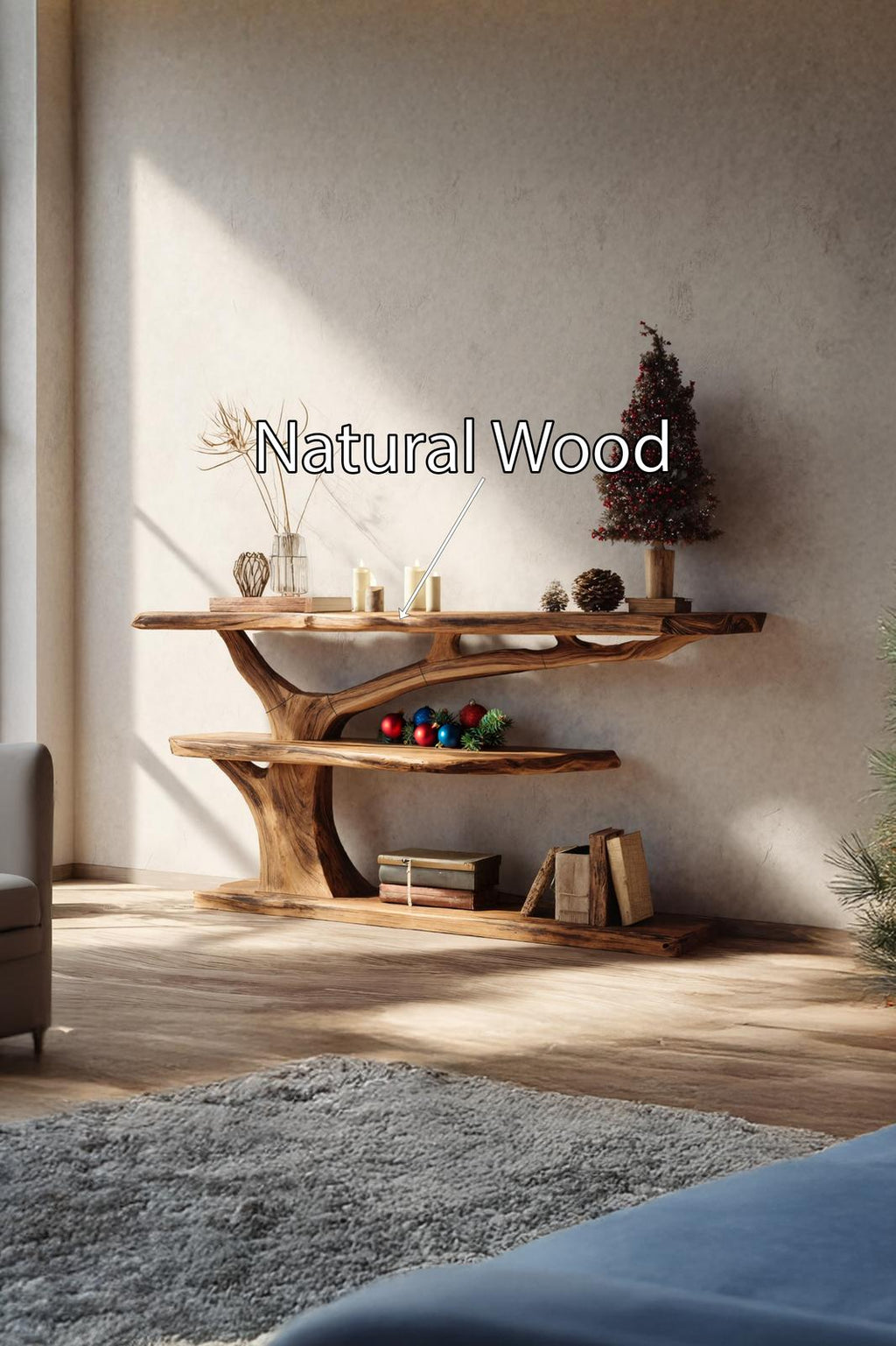 Handcrafted Live Edge Entryway Table, Solid Wood Slab Console Table, Rustic Behind Sofa Table for Hallway