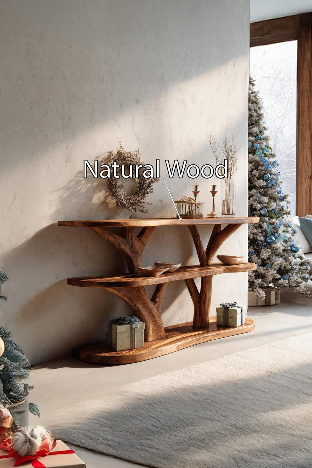 Farmhouse Solid Wood Console Table, Rustic Wooden Entryway Table, Long Behind Sofa Table for Living Room