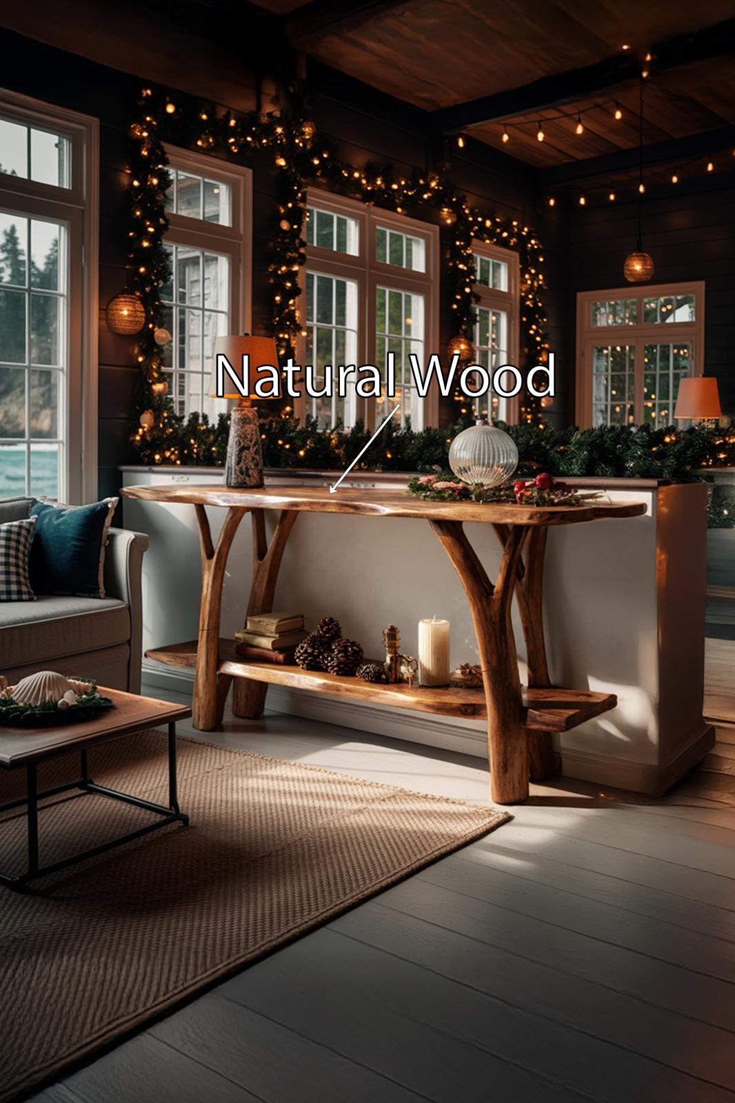 Mid-Century Live Edge Wooden Console Table, Modern Slab Entryway Table, Solid Hardwood Hallway Sofa Table