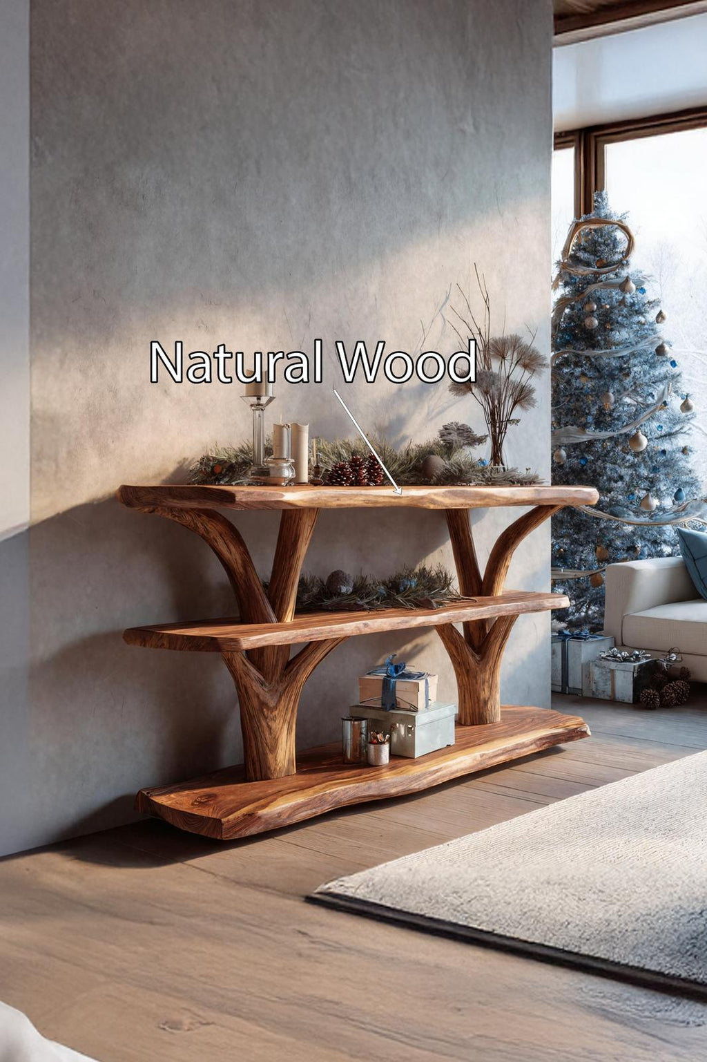 Handcrafted Solid Wood Console Table, Rustic Entryway Table, Modern Timber Behind Sofa Table for Bedroom Decor