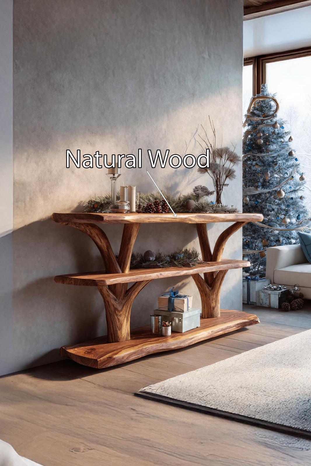 Handcrafted Solid Wood Console Table, Rustic Entryway Table, Modern Timber Behind Sofa Table for Bedroom Decor