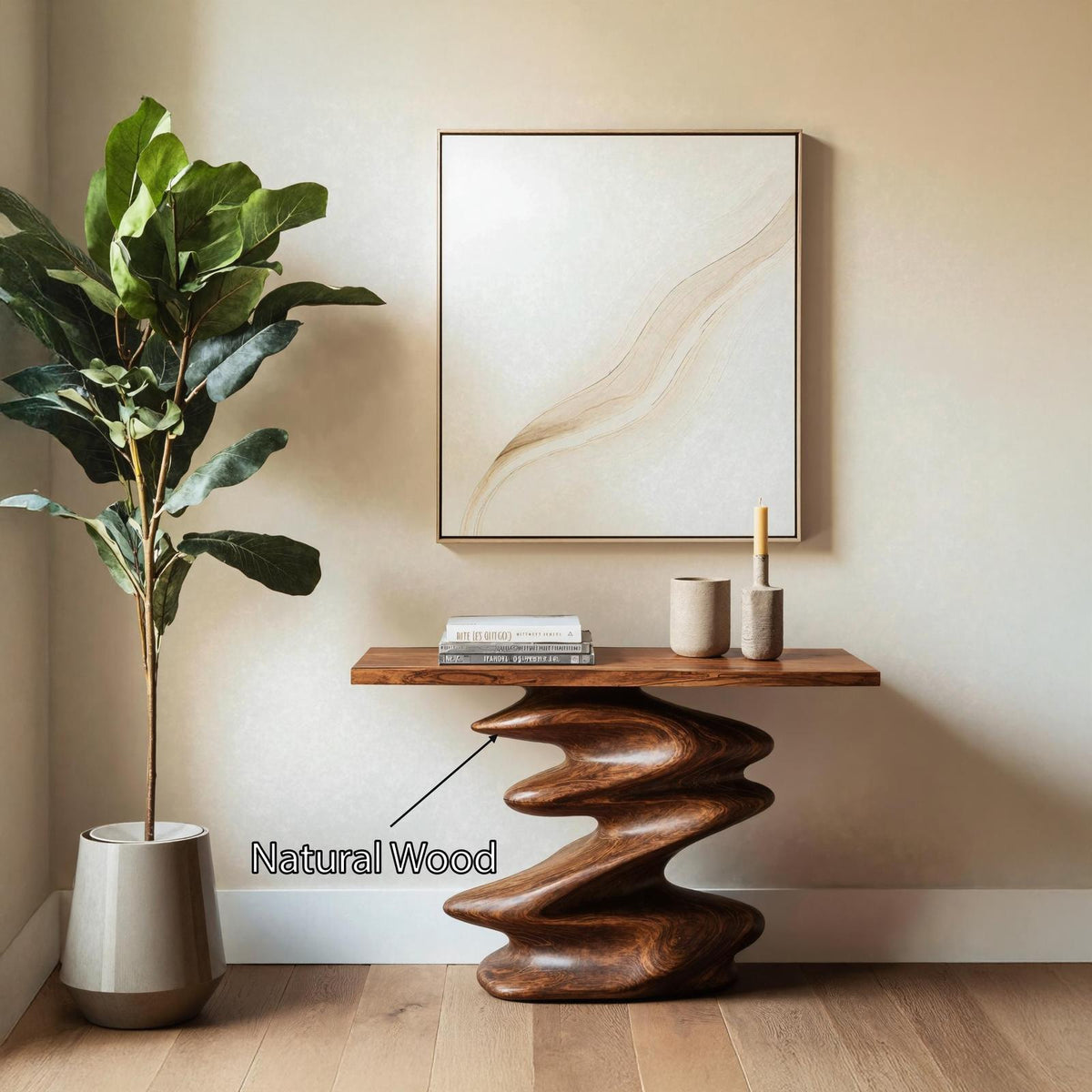 Handcrafted Unique Solid Wood Console Table, Rustic Entryway Accent Table for Hallway, Living Room Decor