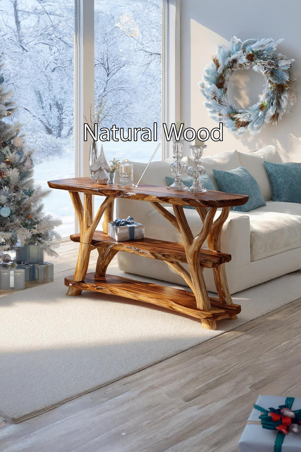 Handcrafted Solid Wood Console Table, Rustic Bedroom Vanity Table, Entryway & Behind Sofa Display Table