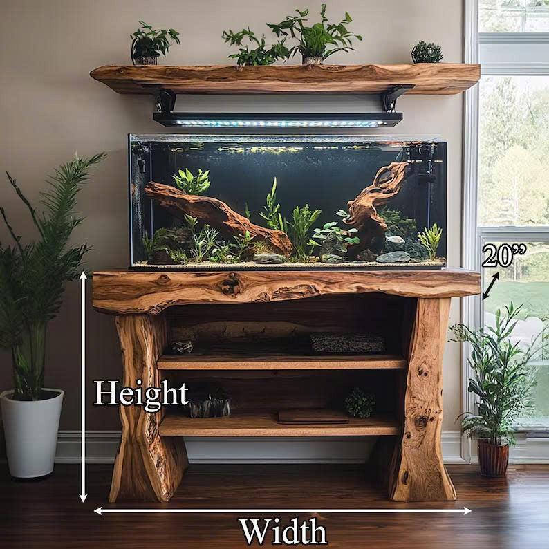 Handmade Wooden Aquarium Stand Home Decor Gift