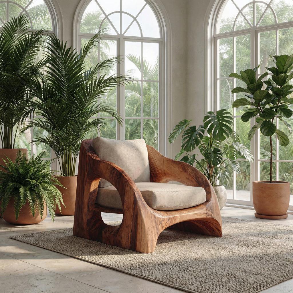 Mid Century Armchair With Sculptural Design For Living Room RTTHHNCHR102