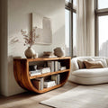 Organic Wooden Console Table With Storage For Living Room