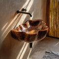 Handcrafted Live Edge Wooden Vessel Sink, Rustic Solid Wood Wash Basin for Bathroom Vanity Tabletop
