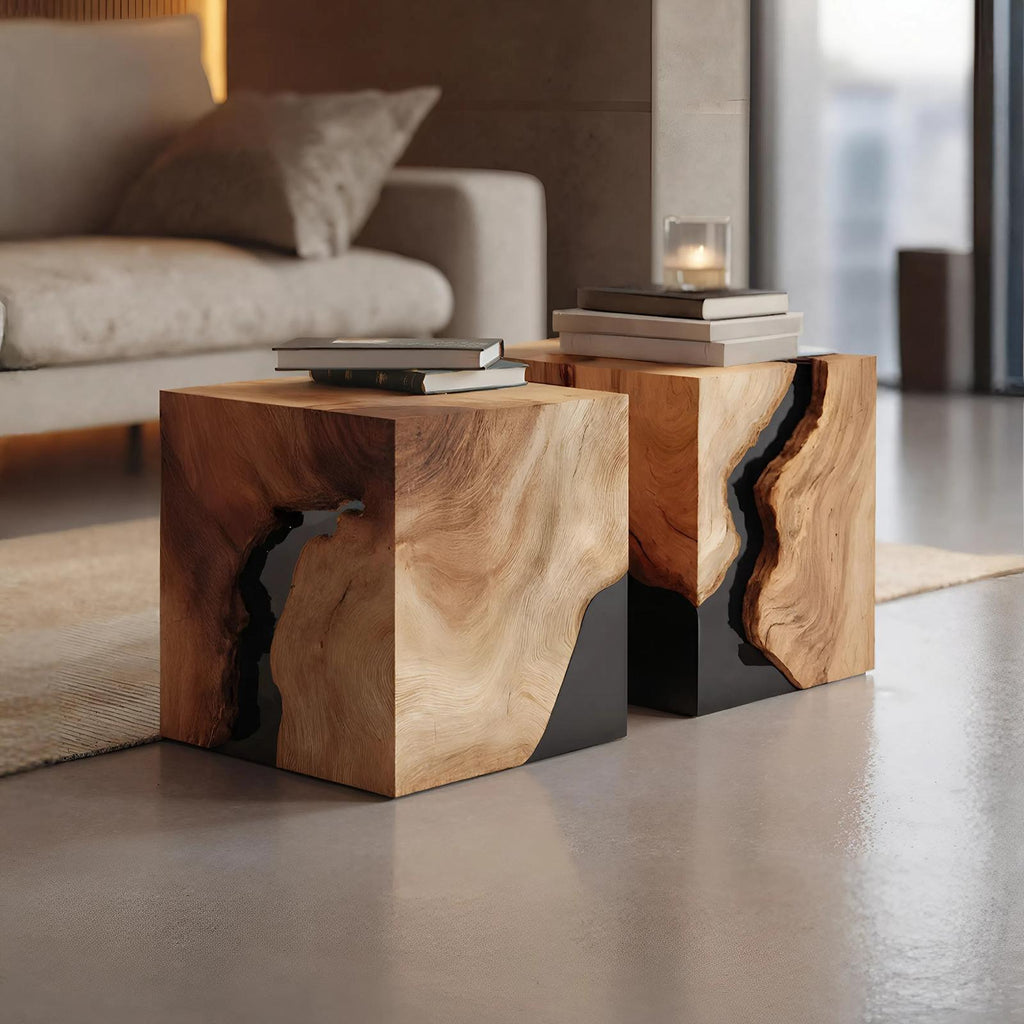 Spry Interior Modern Solid Wood Square Coffee Table, Handcrafted Wooden Center Table for Minimalist Living Room Home Decor, SILDTTNCF035