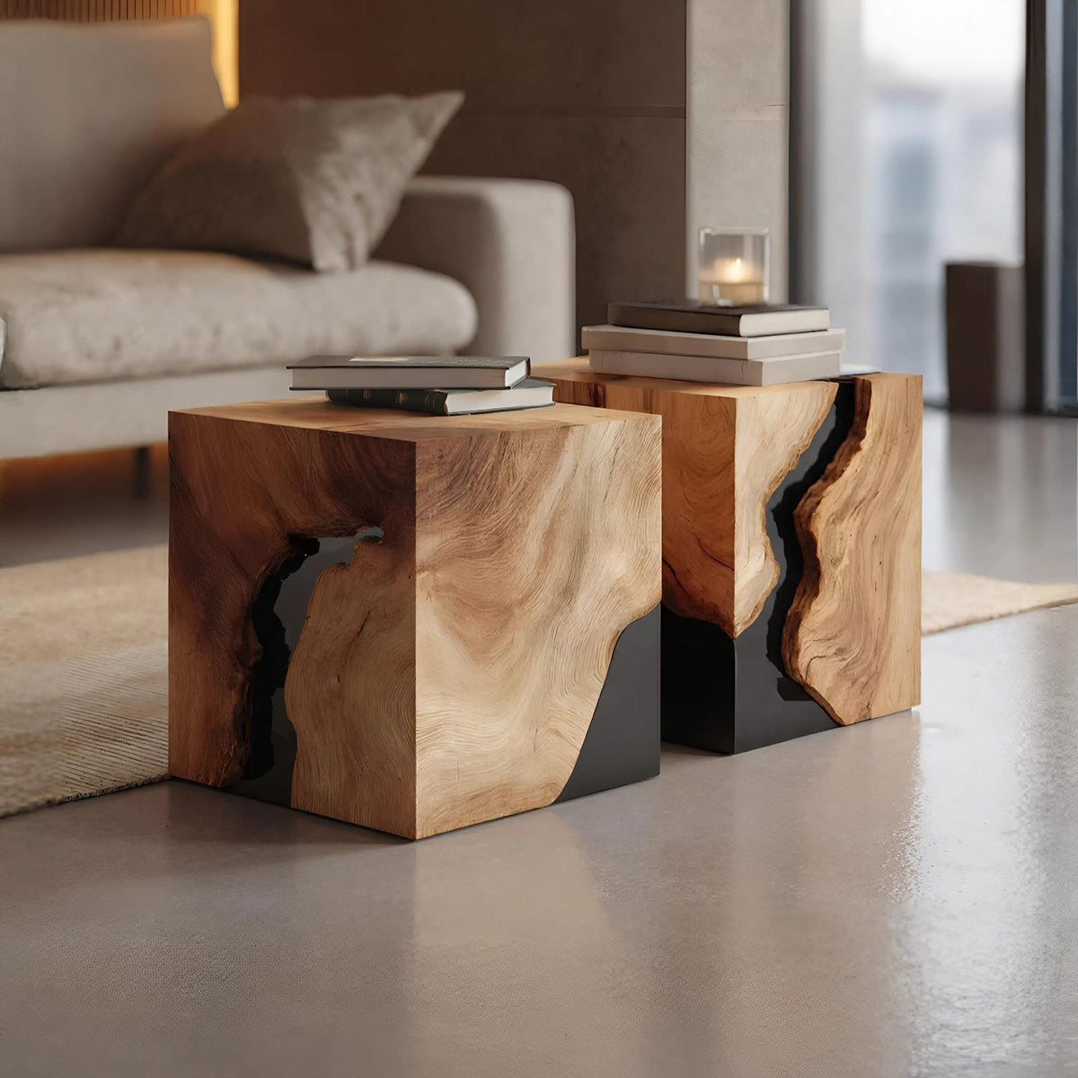 Spry Interior Modern Solid Wood Square Coffee Table, Handcrafted Wooden Center Table for Minimalist Living Room Home Decor, SILDTTNCF035