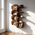 Minimalist Wooden Kitchen Floating Shelf, Handcrafted Solid Wood Wall Mount Dish Display Rack & Pantry Food Organizer
