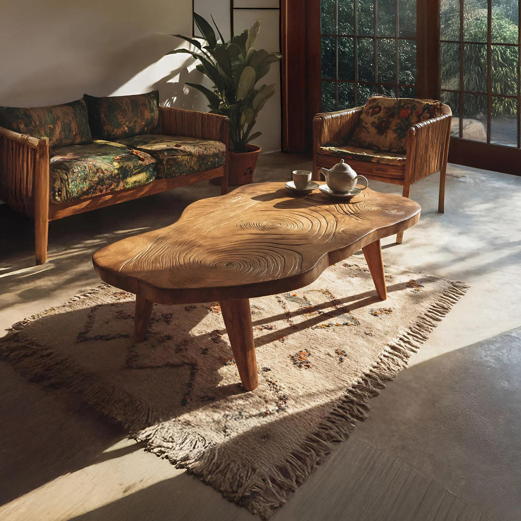 Handcrafted Irregular Wooden Table For Entryway Design SILDTTRCF094