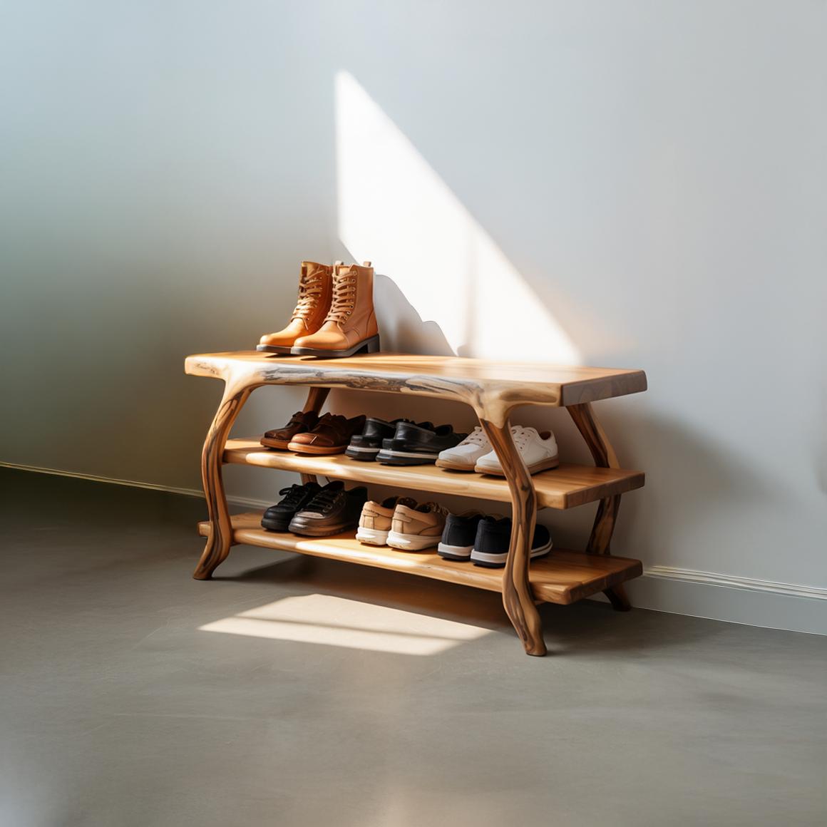 Rustic Crafted Shoe Organizer Entryway And Studio