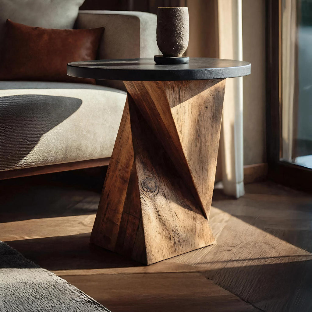 Farmhouse Solid Wood End Table, Rustic Side Bedside Table Nightstand with Storage Shelf for Cozy Bedroom & Living Room Accent