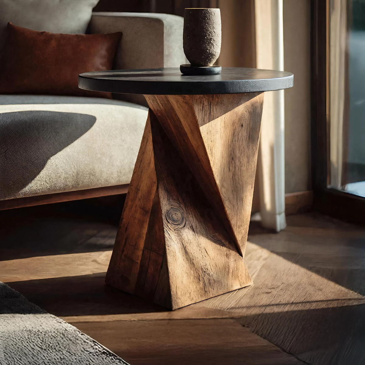 Farmhouse Solid Wood End Table, Rustic Side Bedside Table Nightstand with Storage Shelf for Cozy Bedroom & Living Room Accent