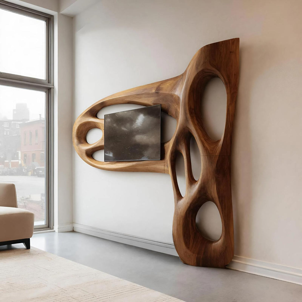 Contemporary Sculptural TV Frame For Living Room Decor
