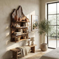 Industrial Live Edge Floating Shelf, Rustic Solid Wood Wall Mounted Storage Rack for Living Room