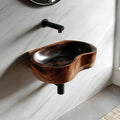Mid Century Solid Wood Vessel Sink, Elegant Handcrafted Wooden Bathroom Wash Basin for Vanity Top