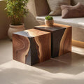 Teezano Farmhouse Low Wooden Coffee Table, Handcrafted Solid Wood Center Accent Table for Cozy Living Room and Lounge, SILDTTNCF033