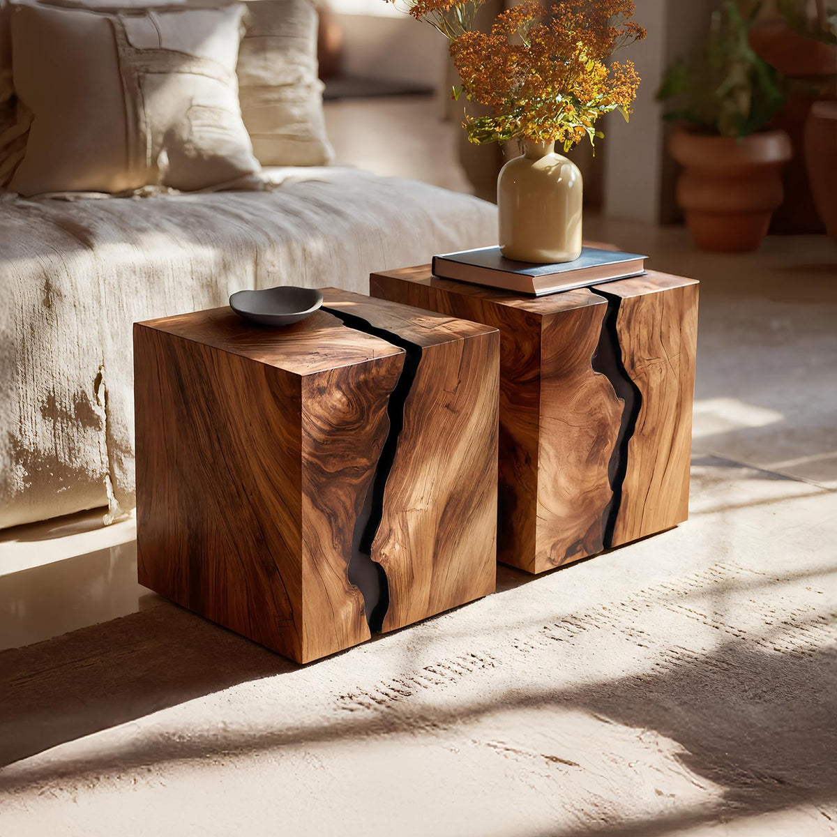 Spry Interior Handcrafted Solid Wood Low Coffee Table, Rustic Wooden Center Table for Modern Living Room and Cozy Home Decor, SILDTTNCF058