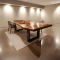 Spry Interior Modern Solid Wood Dining Table with Sleek Edge, Handcrafted Wooden Kitchen Desk & Dining Room Conference Table, SILDTTRDN032