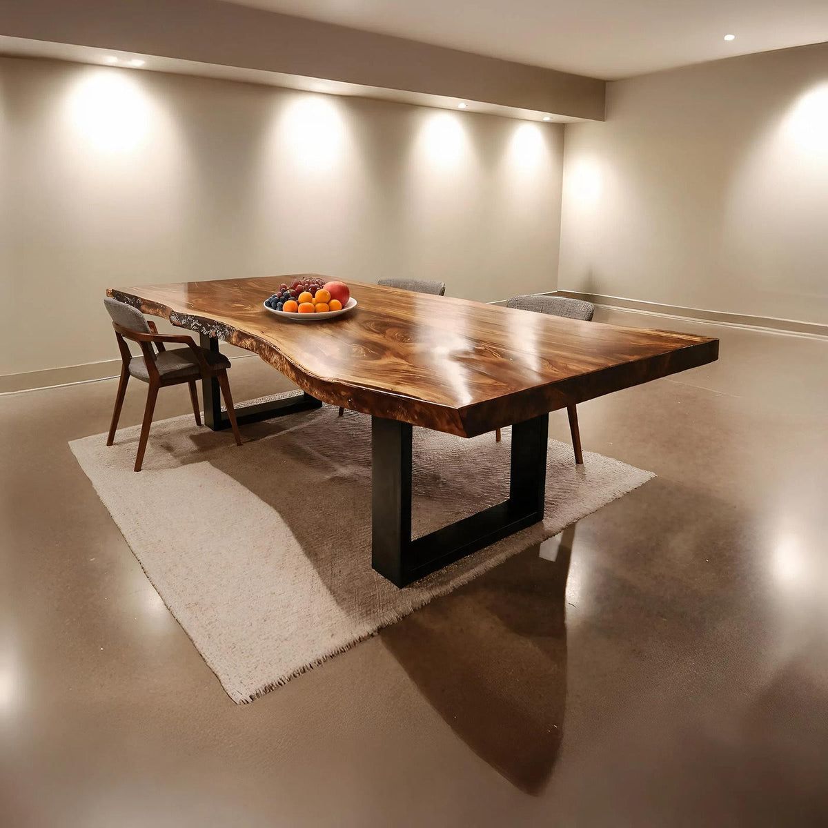 Spry Interior Modern Solid Wood Dining Table with Sleek Edge, Handcrafted Wooden Kitchen Desk & Dining Room Conference Table, SILDTTRDN032