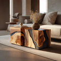 Mid Century Wooden Cube Coffee Table For Entryway Decor SILDTTNCF052