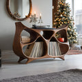 Farmhouse Wooden Record Stand, Rustic Solid Wood Vinyl Storage Holder & Media Cabinet Organizer Shelf