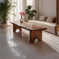 Mid Century Modern Abstract Solid Wood Coffee Table, Unique Handcrafted Organic Shaped Low Center Table for Living Room Entryway, SILDTTRCF097